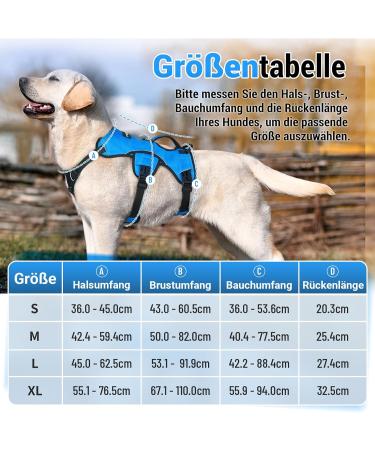 Rabbitgoo Escape-Proof Dog Harness for Medium Dogs - Anti-Pull Adjustable Breathable Padded Vest with Handle - XL Blue - Buy Online on GoSupps.com
