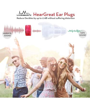 HearGreat Reusable Silicone Ear Plugs - 2 Pairs of High Fidelity Hearing Protection Plugs for Sleep, Concerts, Travel, Work - 21 dB and 27 dB - Aluminum Case Included - Buy Online on GoSupps.com