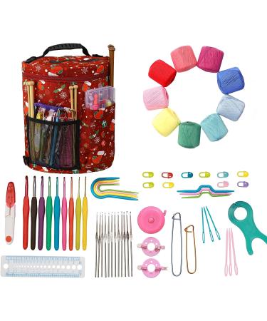 Qukou Yarn Storage Portable Bag - Red | Knitting Projects Organizer for Yarns, Crochet Hooks, and Needles - Buy Online on GoSupps.com