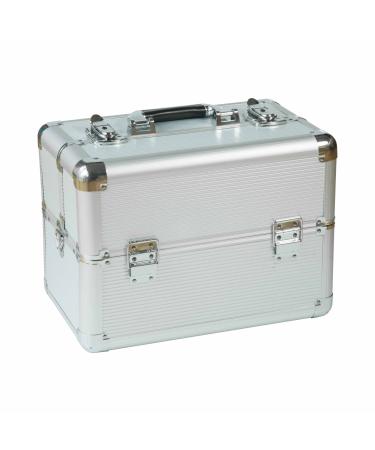 Nails Factory N & BF Small professional cosmetic case in silver |Robust thanks to ABS plastic & high -quality aluminum |Lockable beauty case with 2 floors |Fold -out subjects