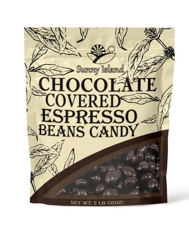 Dark Chocolate Covered Roasted Espresso Beans, Premium Gourmet Candy, 2 Pound Bag