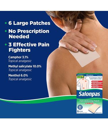 Salonpas Pain Relieving Large Patches 5.67 x 3.62 - 18 Patches (6 Ea x Pack of 3) - Buy Online on GoSupps.com