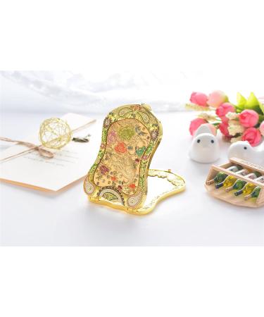 Jinvun Antique-Like Gold Peacock Compact Mirror - Durable Travel Purse Makeup Mirror | Vintage Design, Shield Shape, Magnification | Unique Jewellery Gift - Buy Online on GoSupps.com