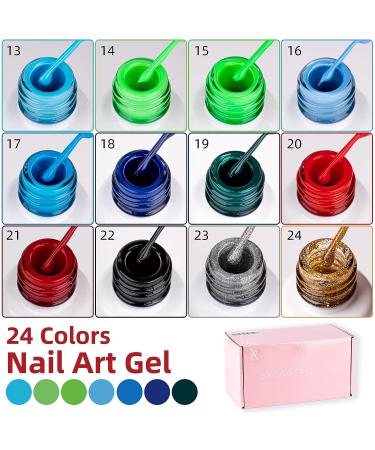 24 Colors Gel Liner Nail Art Set with Built-in Brush for Soak off Design - SXC Cosmetics - Buy Online on GoSupps.com