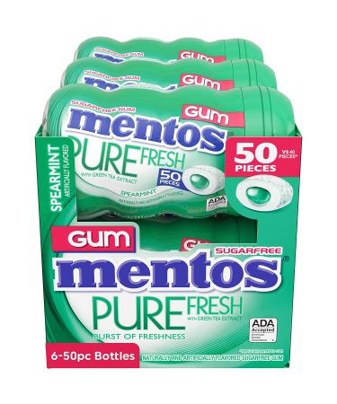 Mentos Pure Fresh Sugar-Free Chewing Gum with Xylitol Spearmint 50 Piece Bottle (Pack of 6) - Buy Online on GoSupps.com