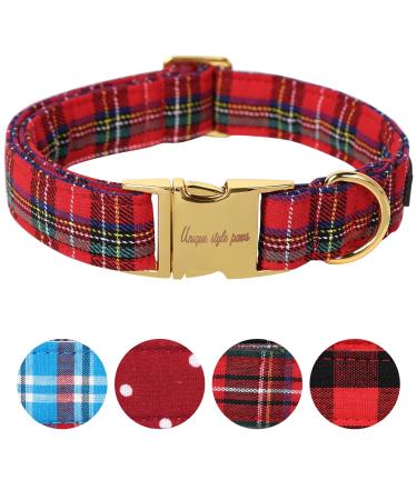 Unique Style Paw's dog collar pet gift adjustable soft and comfortable checkered neck bands for small medium -sized dogs XS scottished