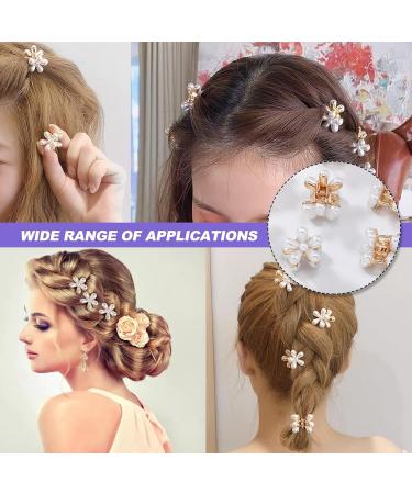 Small Hair Clips Mini Pearl Claw Clip 15 Pcs Small Flower Hair Bangs Clips White Wedding Hair Accessories for Women Girls Brides - Buy Online on GoSupps.com
