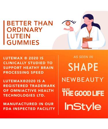 Lutein & Zeaxanthin Gummies - Delicious Vegan Eye Health Vitamins Clinically Studied 20mg Lutein and Zeaxanthin for Vision Clarity Dry Eye Relief and Blue Light Support 30 Count (Pack of 1) - Buy Online on GoSupps.com