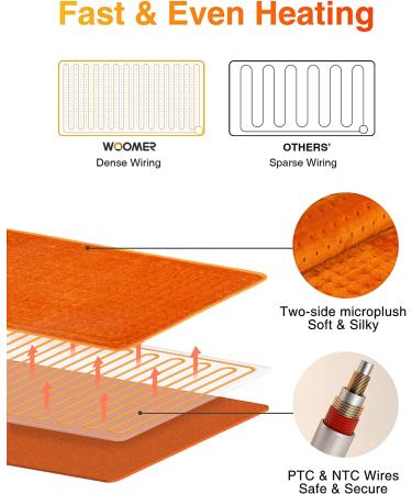 Woomer Extra Large Electric Heating Pad | 5-Year Warranty for Back Pain Relief | Moist Heat Therapy | Auto Shut-Off | Power Cord Storage Belt | 33 x 17 Pumpkin Design - Buy Online on GoSupps.com