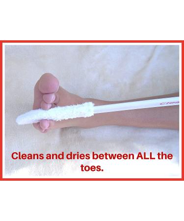 Long Handle Foot Brush - Toe Towel Care Aid for Cleaning, Drying, and Removing Debris Between Toes | 40cm Total Length - Buy Online on GoSupps.com