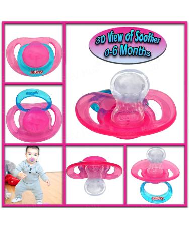 Non-Toxic Silicone Pacifiers Set - 3 Pack in Pink Violet & Red - Unisex Baby 0-6 Months - Buy Online on GoSupps.com