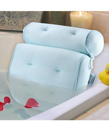 Idle Hippo Bath Pillow, Tencel Spa Bathtub Pillow, Ultra Soft Bath Pillows for Tub Neck and Back Support, Quick Dry Bath Tub Pillow Headrest for Bathtub, Machine Wash - Light Blue