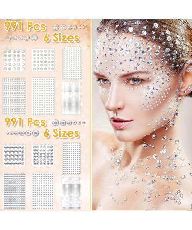 Self Adhesive Pearls and Rhinestones Stickers - Shynek Stick on Gems for Hair, Face, Makeup, Crafts - 1982pcs in 6 Sizes - Buy Online on GoSupps.com