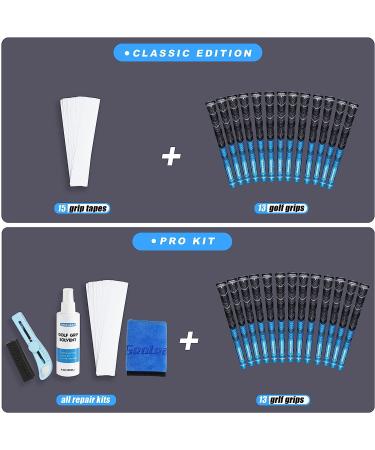 Geoleap Golf Grips Set - 13 Grips with Tapes & Repair Kits | Midsize Blue-Classic | All Weather Control & High Feedback - Buy Online on GoSupps.com