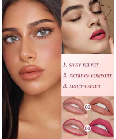 Long-Lasting Lip Stain Marker Pen Set - Waterproof Matte Red Lip Liner & Liquid Lipstick for Precise Makeup - 2 Pcs - Buy Online on GoSupps.com