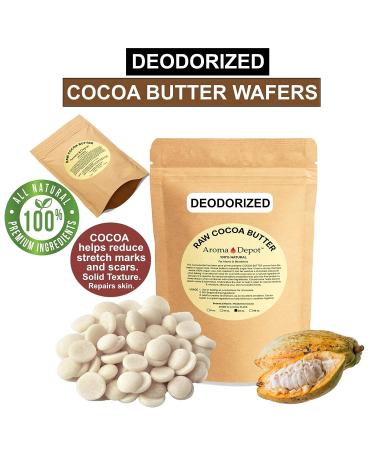 2 lb. Deodorized Cocoa Butter Wafers - Food-Grade Vegan Non-GMO for Skin, Body, Hair Care | DIY Body Butter, Lotions, Chocolate Bars, Creams | Reduces Fine Lines, Wrinkles - Ideal for Eczema, Psoriasis - Buy Online on GoSupps.com