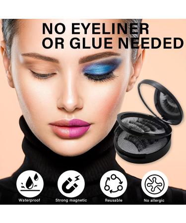 Magnetic Eyelashes - 4 Pairs 3D Reusable | No Glue Natural Look Convenient Extension with Tweezers - Buy Online on GoSupps.com
