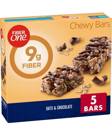 Fiber One Chewy Bars, Oats & Chocolate, Granola Bar Snacks, 7 oz, 5 ct 5 Count (Pack of 1)