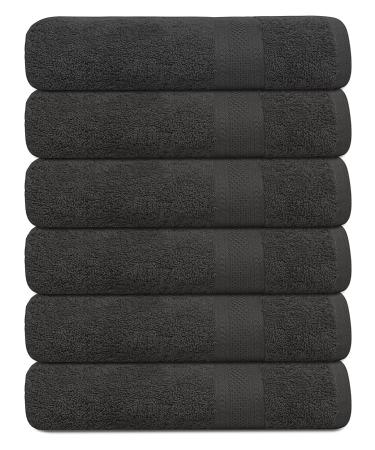 KAHAF COLLECTION 100% Cotton Bath Towels, Grey 24x48 Pack of 6 Towels, Quick Dry, Highly Absorbent, Soft Feel Towel, Gym, Spa, Bathroom, Shower, Pool, Luxury Soft Towels Light-Weight 24x48 - 6 PACK Grey