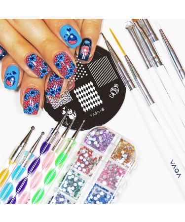 VAGA Manicure Set with 1500 Gemstones, Crystals, Stamping Plates, and Nail Art Tools - Nail Kit for Professional Nail Art Supplies - Buy Online on GoSupps.com