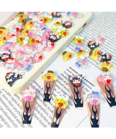 60PCS Kawaii Cat Resin Nail Art Charms - Cute Jelly Candy Slime Decoration DIY Kit - Buy Online on GoSupps.com
