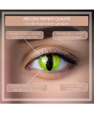 Aricona Poison Green Cat Eye Contact Lenses - Colorful Motif Lenses for Carnival & Costume Parties - 2 Pieces - Buy Online on GoSupps.com