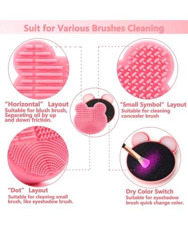 TailaiMei 2 Pack Makeup Brush Cleaning Mat & Color Removal Sponge - Silicone 2 in 1 Cleaner Pad for Wet & Dry Use (Pink & Purple - Buy Online on GoSupps.com