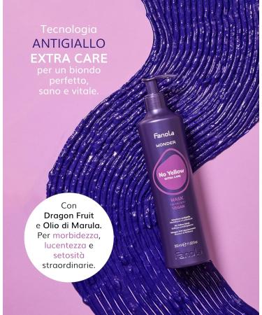 Fanola Wonder No Yellow Mask | Vegan Anti Brass Colour Depositing Purple Mask | Hair Toner for Blonde Silver Gray and Highlighted Hair 350 ml (Pack of 1) - Buy Online on GoSupps.com