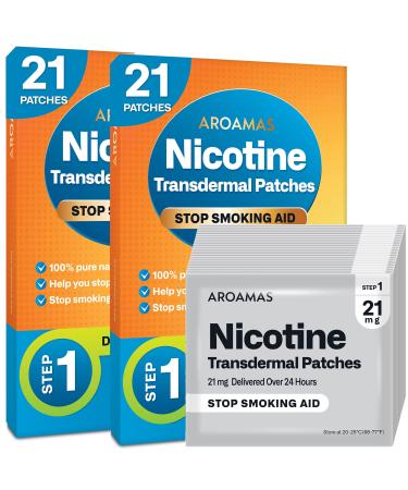 Aroamas Nicotine Patches to Help Quit Smoking, Stop Smoking - Delivered Over 24 Hours Nicotine Transdermal System to Stop Smoking Aids That Work (Stop Smoking Step 1 2 Pack)