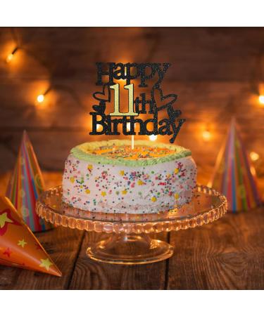 Sumerk Glitter Happy 11th Birthday Cake Toppers 11th Cake Topper 11th Birthday Cake Decorations Party Supplies for Boys Girls - Pack of 1 - Buy Online on GoSupps.com