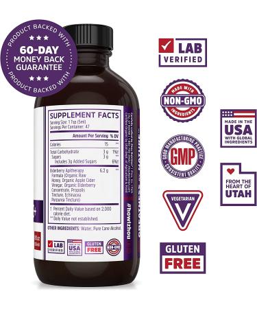 Zhou Nutrition Elderberry Syrup 8 fl oz | Immune Support & Antioxidant Boost - Buy Online on GoSupps.com