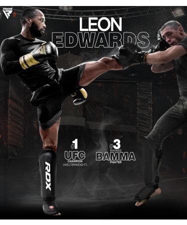 RDX Shin Guards for Kickboxing & Muay Thai | MMA Shin Protection | Approved by SMMAF Satra | Men's Black Maya Hide Leather Shin Protectors - Buy Online on GoSupps.com
