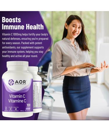 AOR - Vitamin C 1000mg 100 Capsules - Essential Ascorbic Acid Supplement - Promotes Overall Wellness - Supports Bones Gums & Teeth - Non-GMO Vegan - Ideal for Daily Health Maintenance - Buy Online on GoSupps.com
