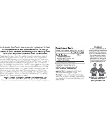 Purple Guardian Resveratrol with ORAC Blend of Pulverized Muscadine Grape Seeds & Skins Veggie Caps 700mg 90-Count - Buy Online on GoSupps.com