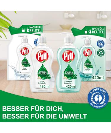 Pril Fragrance-Free Dishwashing Detergent 420 ml - Sensitive High Fat Cleaning Power Blue Angel Certified Refillable Pump - Buy Online on GoSupps.com