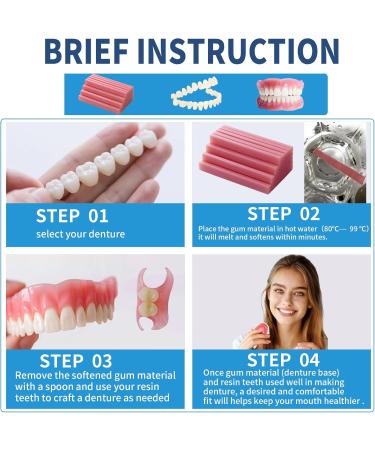 Kaimloyou DIY Denture Kit - Top & Bottom Fake Teeth with Comfort Fit for Everyday Use Natural-Looking Emergency Replacement Solution (Size fits Most People as it can be Adjustable) - Buy Online on GoSupps.com