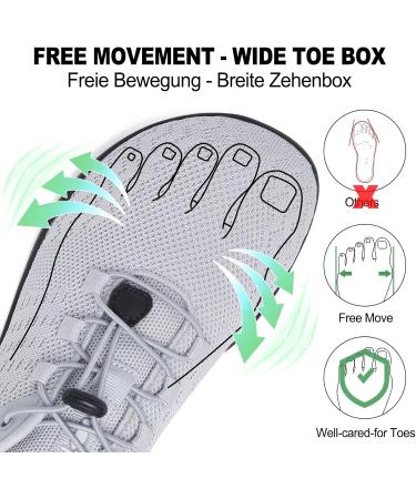 Geweo Barefoot Shoes for Men & Women - Comfortable Lightweight Slipproof Trail & Fitness Sneakers | Unisex Zero-Drop 37-47 EU - Gray - Buy Online on GoSupps.com
