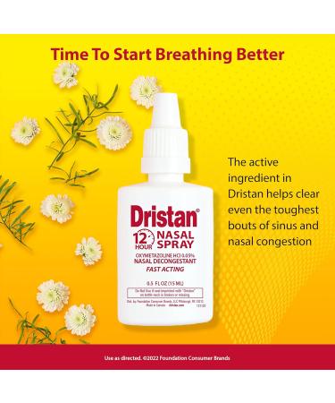 Dristan 12-Hour Nasal Spray Decongestant Fast-Acting Sinus and Nasal Congestion Relief from Colds Hay Fever and Allergies Oxymetazoline HCI .5 Fl oz Pack of 1 - Buy Online on GoSupps.com