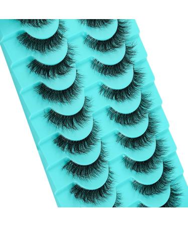 Clear Band Russian Volume Fluffy Strip Lashes - 10 Pairs of Naturally Wispy D Curly False Eyelashes | Look Like Extensions (HT145) - Buy Online on GoSupps.com
