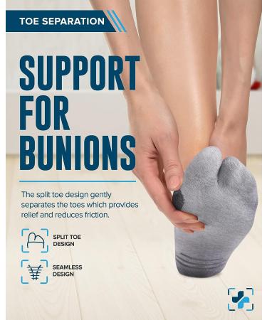 Doctor's Select Bunion Relief Socks 2 Pairs for Women and Men | Compression Bunion Corrector Socks - Medium Black/Gray - Buy Online on GoSupps.com