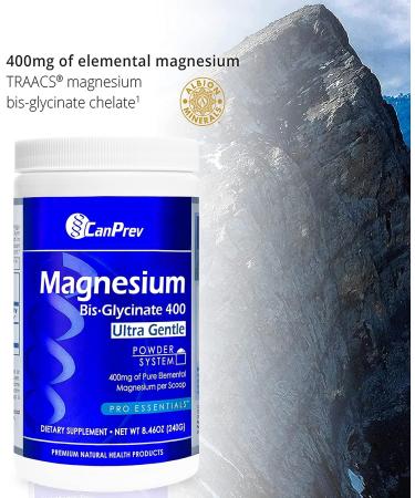 CanPrev 240g Magnesium Bisglycinate Powder 400mg - Chelated Complex, 3rd Party Tested, Made in Canada - Buy Online on GoSupps.com