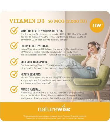 NatureWise Vitamin D3 2000IU (125mg) 360 Count + Vitamin E 400 IU (180mg DL-Alpha) 120 Count - Bundle for Immune Bone Heart Health Support - Gluten Free Non-GMO Halal Gelatin - Buy Online on GoSupps.com