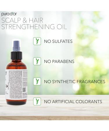 PURA D'OR Scalp & Hair Strengthening Oil 3.3 Oz | Boost Hair Growth Reduce Breakage Nourish Roots - Rosemary Castor & Peppermint Oil for Thicker Hair - Buy Online on GoSupps.com
