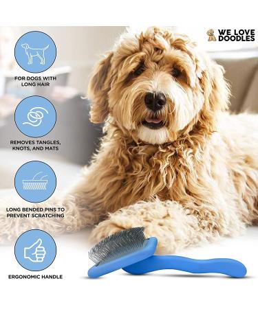 We Love Doodles Dog Slicker Brush - Poodle & Goldendoodle Grooming Brush - Large Long Pin Brush for Medium & Long Haired Dogs - Buy Online on GoSupps.com