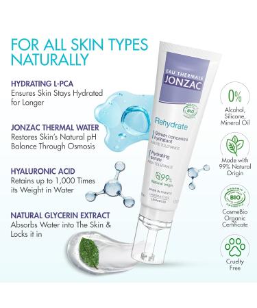 Rehydrate Organic Pure Hyaluronic Acid Serum - 24H Hydration for Plump Repair & Sensitive Skin | 1.01 fl oz - Buy Online on GoSupps.com