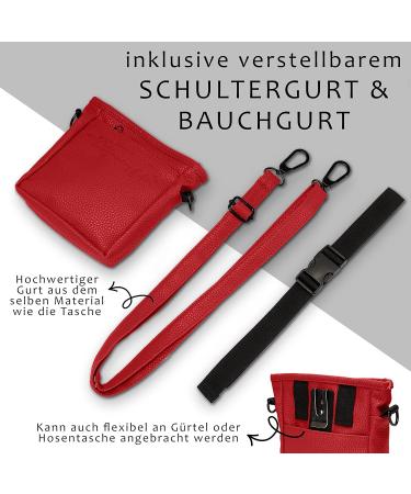 Ostfriesenpfoten Frieda Dog Treats Bag - High-Quality Synthetic Leather Red Size M Easy Open Lock - Ideal for Dog Walks & Outdoor Use - Buy Online on GoSupps.com