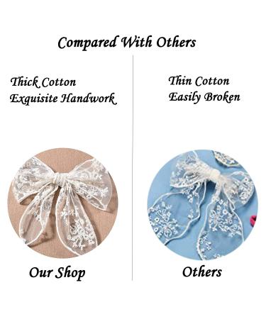 Off-White Large Lace Hair Bows for Girls & Women - Cute Hair Clips for Wedding Beach Party, School - Stylish Hair Accessories - Butterfly Toddler Clip - Buy Online on GoSupps.com