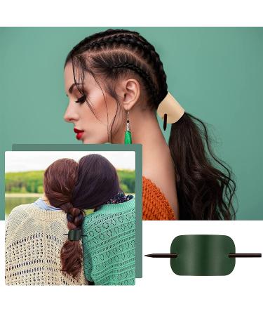 Handmade Oval Faux Leather Hair Barrette Set - 4 Pieces Hair Accessories for Women and Girls - Buy Online on GoSupps.com