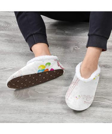 Mnsruu Bonjour Paris Eiffel Tower Bicycle Slippers - Comfortable Multi-Colour Bedroom Shoes (UK8-9) for International Shipping - Buy Online on GoSupps.com