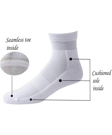 Yomandamor Men's Diabetic Cotton Ankle Socks (5-Pair) with Arch Support - Size 10-13 White - Comfort & Health for Diabetes - Buy Online on GoSupps.com
